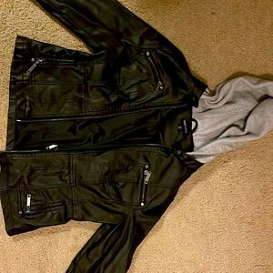 Black Faux Leather Jacket size Large